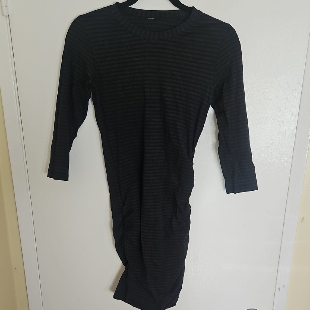 Lululemon Black/Grey Striped Women's Bodycon Midi Dress
